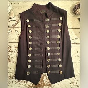 Vtg 80s Dany Michaels black vest Steam punk emo goth SM/MED 4/6